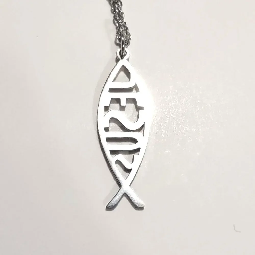 Stainless Steel Jesus Christ Fish Necklace Christian Christmas Birthday Gift New